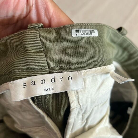 Sandro Glenwood Embroidered Wide-leg Pants in Olive Green Size 36 - Picture 12 of 15